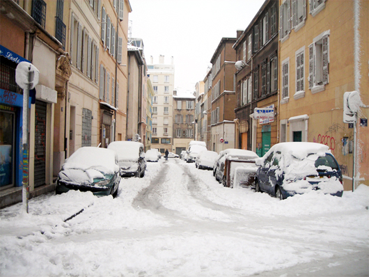 Photo de la rue Edouard Pons sous la neige
